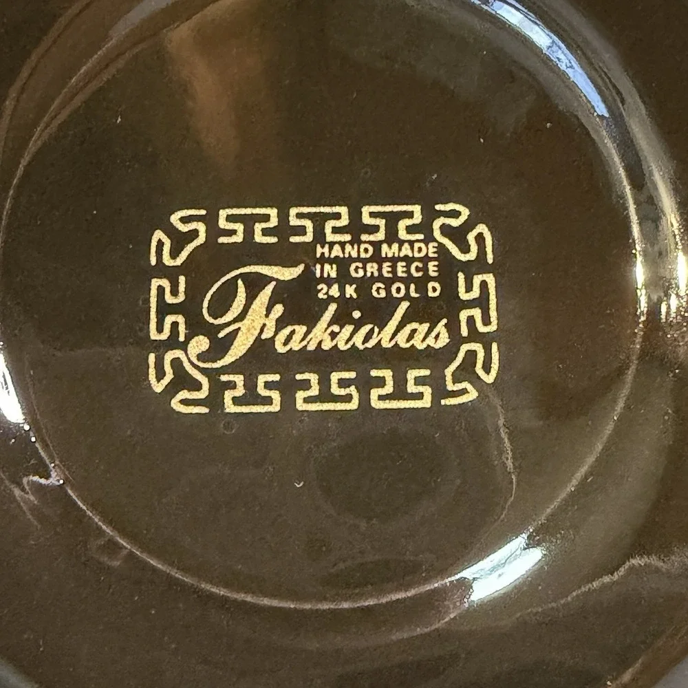 Fakiolas Black & 24K Gold Demitasse Cup and Saucer‎ Handmade In Greece EUC